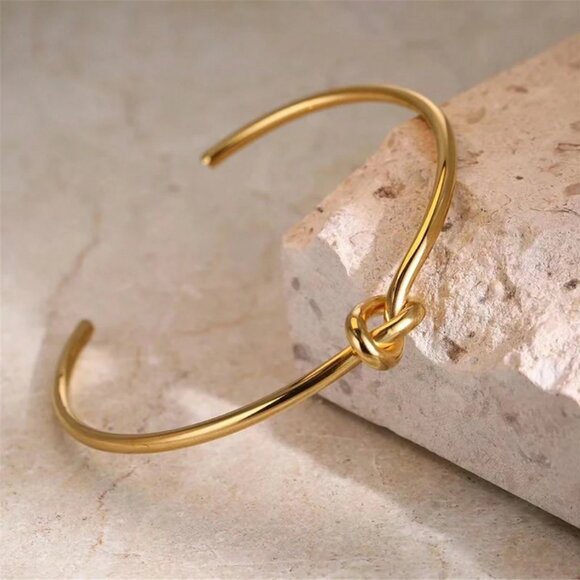 14K Gold Knot Cuff Bangle Bracelet Womens New 14 Karat Sterling Silver Jewelry